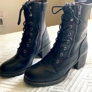 Chic Black Combat Boots with Heel